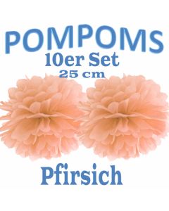 Pompoms Pfirsich, 25 cm, 10 Stück