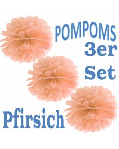 Pompoms Pfirsich, 3 Stück