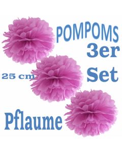 Pompoms Pflaume, 25 cm, 3 Stück