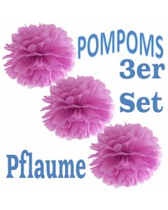 Pompoms Pflaume, 3 Stück