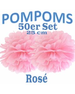 Pompoms Rosé, 25 cm, 50 Stück