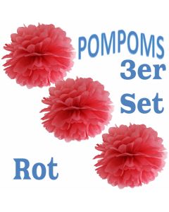 Pompoms Rot, 3 Stück