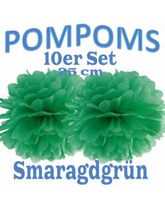 Pompom Smaragdgrün, 25 cm, 10 Stück