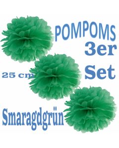 Pompom Smaragdgrün, 25 cm, 3 Stück