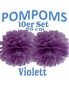 Pompoms Violett, 25 cm, 10 Stück