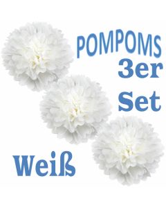 Pompoms Weiss, 3 Stück