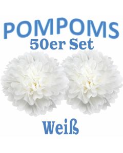 Pompoms Weiss, 50 Stück