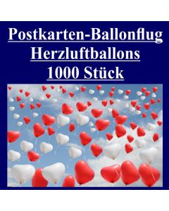 Postkarten, Ballonflugkarten Hochzeit Herzluftballons, 1000 Stück
