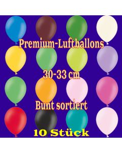 Premium-Qualität Luftballons, 30 - 33 cm, bunt sortiert, 10 Stück