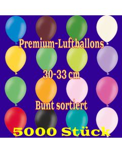 Premium-Qualität Luftballons, 30 - 33 cm, bunt sortiert, 5000 Stück