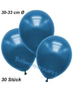 Premium Metallic Luftballons, Blau, 30-33 cm, 30 Stück
