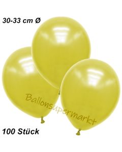 Premium Metallic Luftballons, Gelb, 30-33 cm, 100 Stück