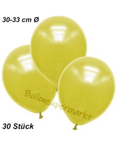 Premium Metallic Luftballons, Gelb, 30-33 cm, 30 Stück