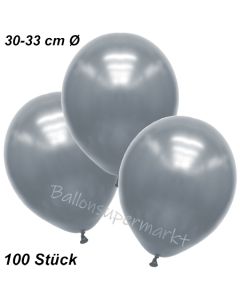 Premium Metallic Luftballons, Silber, 30-33 cm, 100 Stück