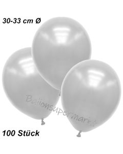 Premium Metallic Luftballons, Weiß, 30-33 cm, 100 Stück