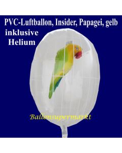 PVC-Folien-Luftballon, Papagei, gelb, Insider Ballon, inklusive Helium-Ballongas