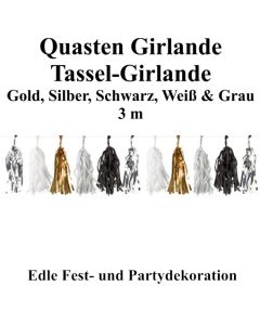 Quasten Girlande Golden Wishes, Silvesterdekoration und Partydekoratio