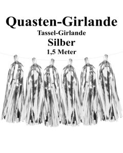 Quasten Girlande Silber, Festdekoration und Partydekoration