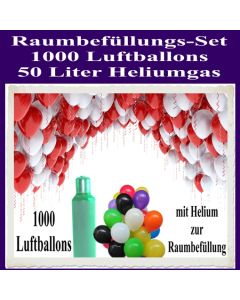 Raumbefüllungs-Set 1000 Luftballons, 2x50 Liter Heliumgas