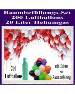 Raumbefüllungs-Set 200 Luftballons, 20 Liter Heliumgas