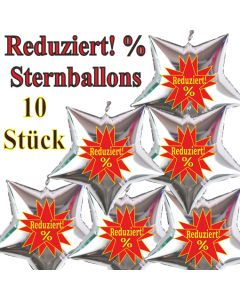 Reduziert! %, 10 Stück silberne Sternballons zur Befüllung mit Luft, zu Werbeaktionen, Rabattaktionen, Schaufensterdekoration