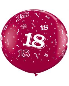 Riesen-Luftballon Zahl 18, pink, 90 cm, Riesenballon mit Geburtstagszahl, Zahl 18 auf dem riesigen Ballon