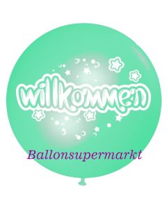 Riesen-Luftballon Willkommen, mintgruen, 75 cm, Willkommen auf dem riesigen Ballon