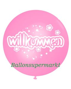 Riesen-Luftballon Willkommen, rosa, 75 cm, Willkommen auf dem riesigen Ballon