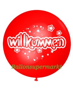 Riesen-Luftballon Willkommen, rot, 75 cm, Willkommen auf dem riesigen Ballon