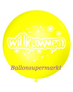 Riesen-Luftballon Willkommen, zitronengelb, 75 cm, Willkommen auf dem riesigen Ballon