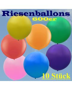Riesenballons 600er, 10 Stück riesige Luftballons, Rundballons aus Latex, 2 Meter Durchmesser