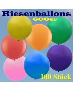 Riesenballons 600er, 100 Stück riesige Luftballons, Rundballons aus Latex, 2 Meter Durchmesser