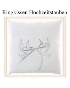 Ringkissen, weiß mit Hochzeitstauben