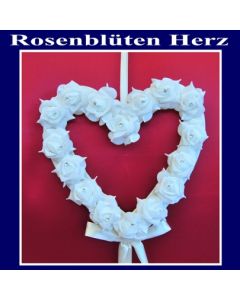 Dekoration Hochzeit, Rosenblütenherz in Weiß