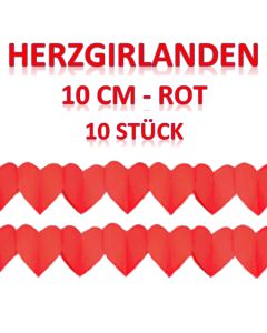 Rote Herzgirlanden, 10 Stück, 3 Meter, 10 cm Durchmesser