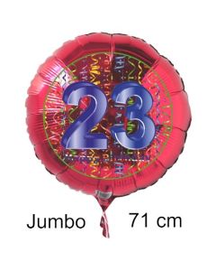 Großer Zahl 23 Luftballon aus Folie zum 23. Geburtstag, 71 cm, Rot/Blau, heliumgefüllt