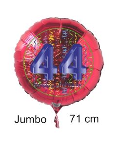 Großer Zahl 44 Luftballon aus Folie zum 44. Geburtstag, 71 cm, Rot/Blau, heliumgefüllt