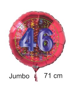 Großer Zahl 46 Luftballon aus Folie zum 46. Geburtstag, 71 cm, Rot/Blau, heliumgefüllt