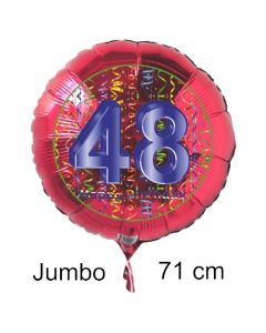 Großer Zahl 48 Luftballon aus Folie zum 48. Geburtstag, 71 cm, Rot/Blau, heliumgefüllt