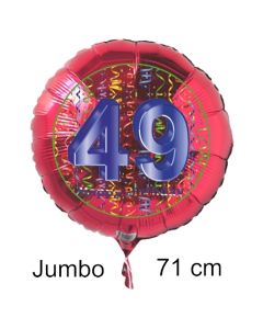 Großer Zahl 49 Luftballon aus Folie zum 49. Geburtstag, 71 cm, Rot/Blau, heliumgefüllt