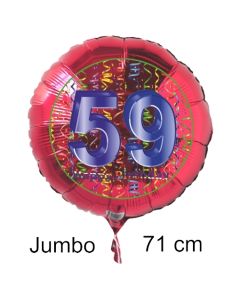 Großer Zahl 59 Luftballon aus Folie zum 59. Geburtstag, 71 cm, Rot/Blau, heliumgefüllt