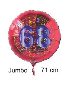 Großer Zahl 68 Luftballon aus Folie zum 68. Geburtstag, 71 cm, Rot/Blau, heliumgefüllt