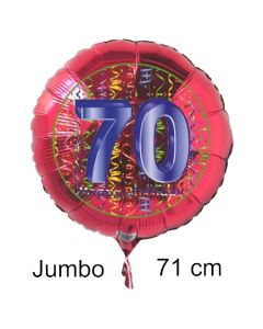 Großer Zahl 70 Luftballon aus Folie zum 70. Geburtstag, 71 cm, Rot/Blau, heliumgefüllt