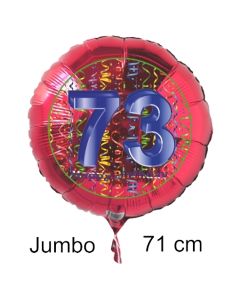 Großer Zahl 73 Luftballon aus Folie zum 73. Geburtstag, 71 cm, Rot/Blau, heliumgefüllt