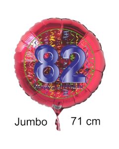 Großer Zahl 82 Luftballon aus Folie zum 82. Geburtstag, 71 cm, Rot/Blau, heliumgefüllt