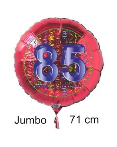 Großer Zahl 85 Luftballon aus Folie zum 85. Geburtstag, 71 cm, Rot/Blau, heliumgefüllt