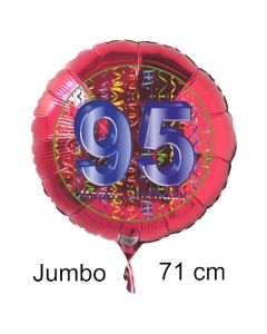 Großer Zahl 95 Luftballon aus Folie zum 95. Geburtstag, 71 cm, Rot/Blau, heliumgefüllt