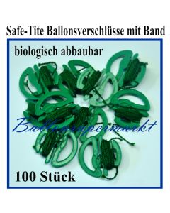 Safe Tite Ballonverschlüsse mit Ballonbändern, 100 Stück, biologisch abbaubar