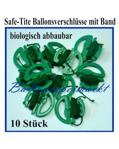 Safe Tite Ballonverschlüsse mit Ballonbändern, 10 Stück, biologisch abbaubar