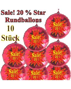 Sale! 20 % Star, 10 Stück rote Rundballons zur Befüllung mit Luft, zu Werbeaktionen, Rabattaktionen, Schaufensterdekoration